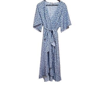 Scomchic Floral Blue Wrap Dress. XXL